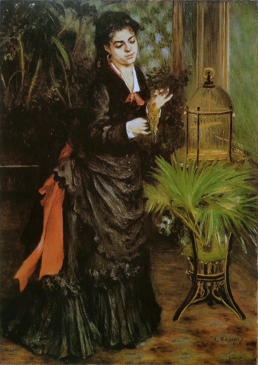 Nő papagájjal alkotó: Pierre Auguste Renoir