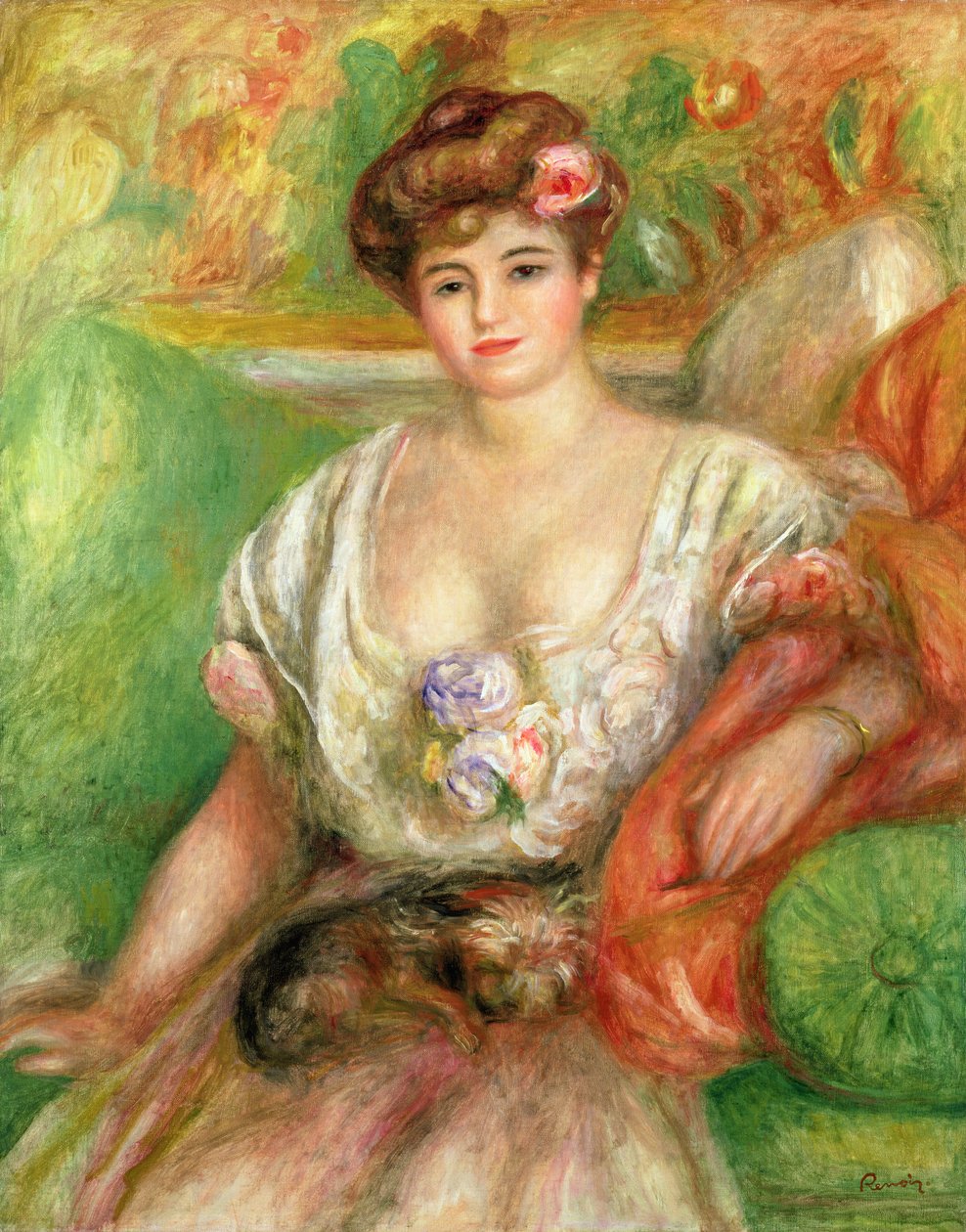 Misia Sert (1872-1950) ölebkutyával, 1906 körül alkotó: Pierre Auguste Renoir