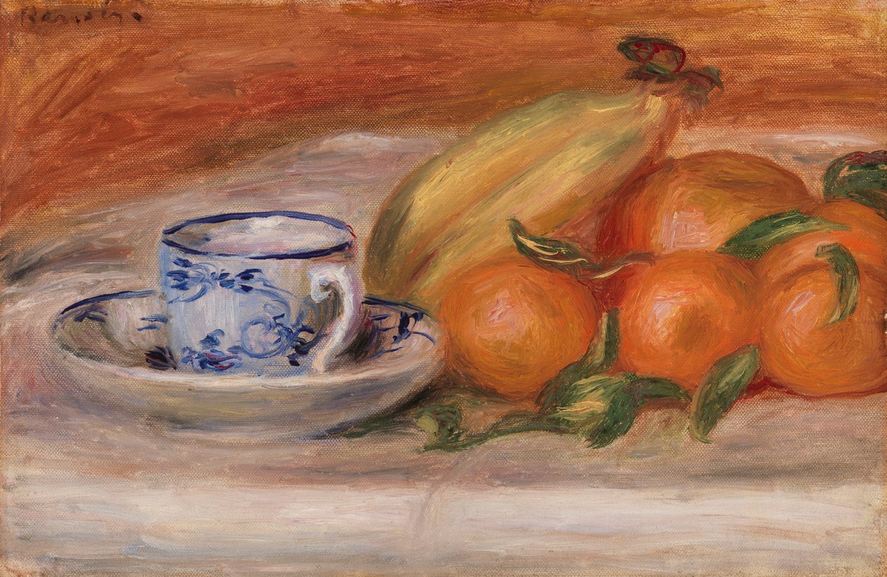 Narancs, banán és teáscsésze alkotó: Pierre Auguste Renoir