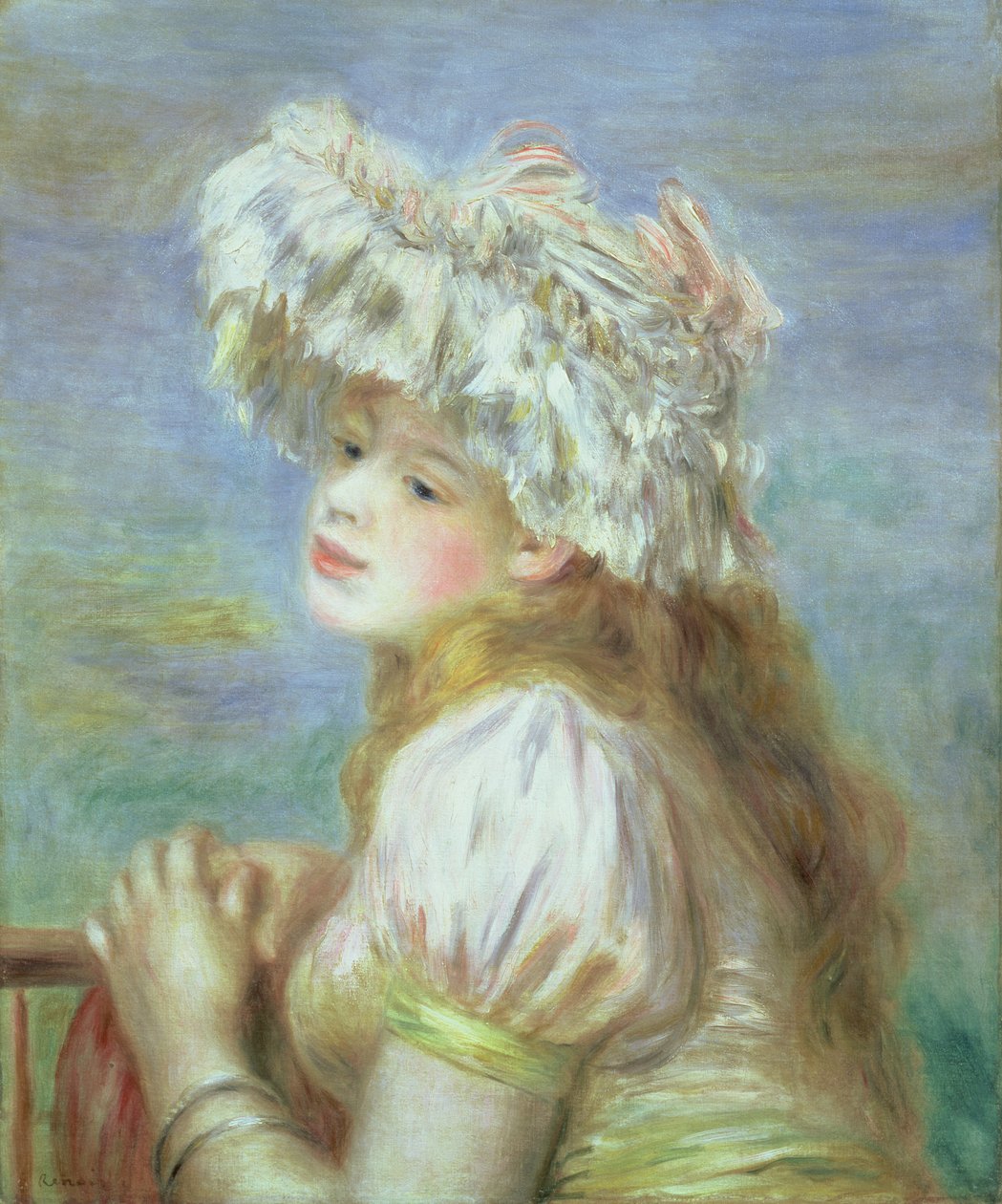 Fiatal nő portréja csipkekalapban, 1891 alkotó: Pierre Auguste Renoir