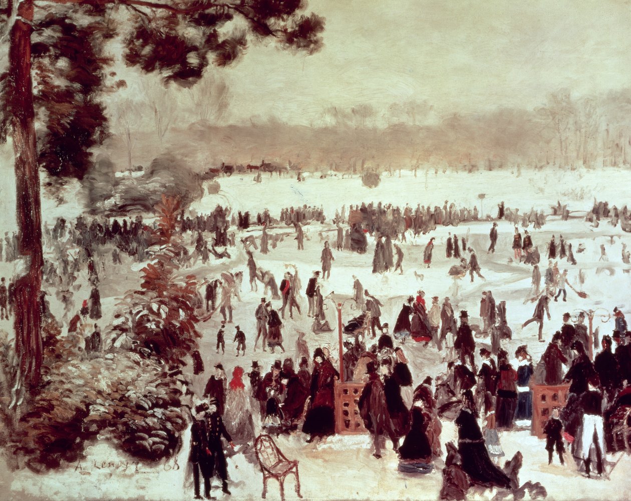 Korcsolyázók a Bois de Boulogne-ban alkotó: Pierre Auguste Renoir