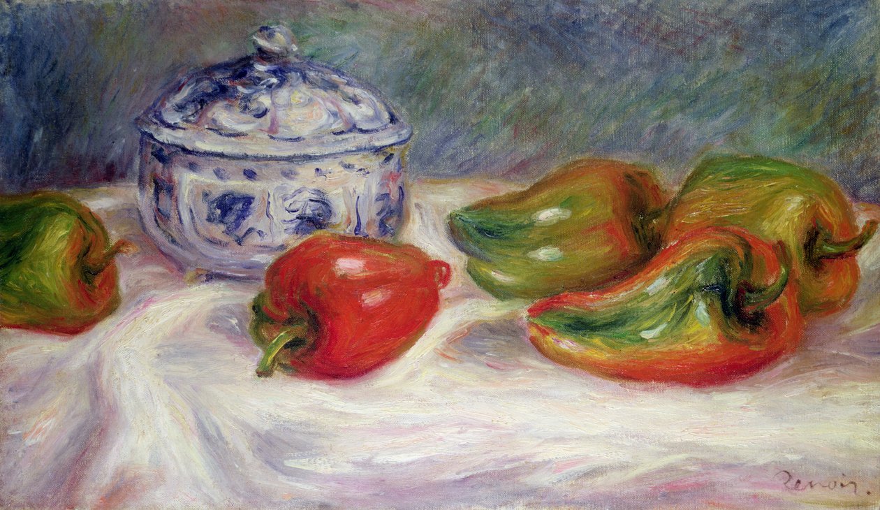Csendélet cukortartóval és pirospaprikával, 1905 körül alkotó: Pierre Auguste Renoir