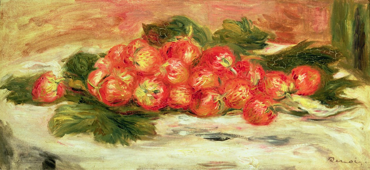 Eper fehér terítőn alkotó: Pierre Auguste Renoir