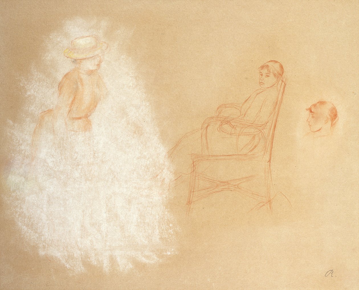 Női tanulmányok (kréta, papír) alkotó: Pierre Auguste Renoir