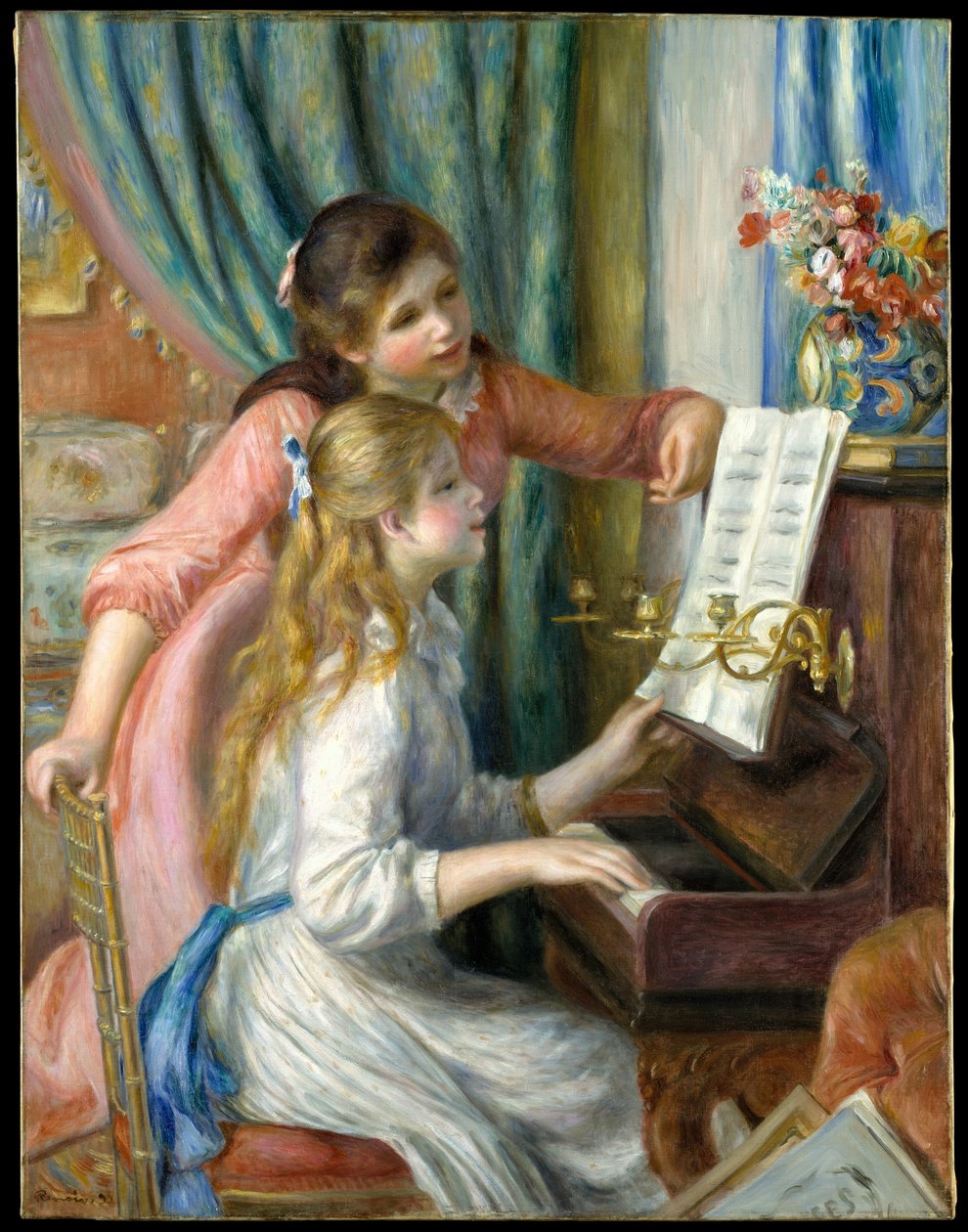 Két fiatal lány a zongoránál alkotó: Pierre Auguste Renoir