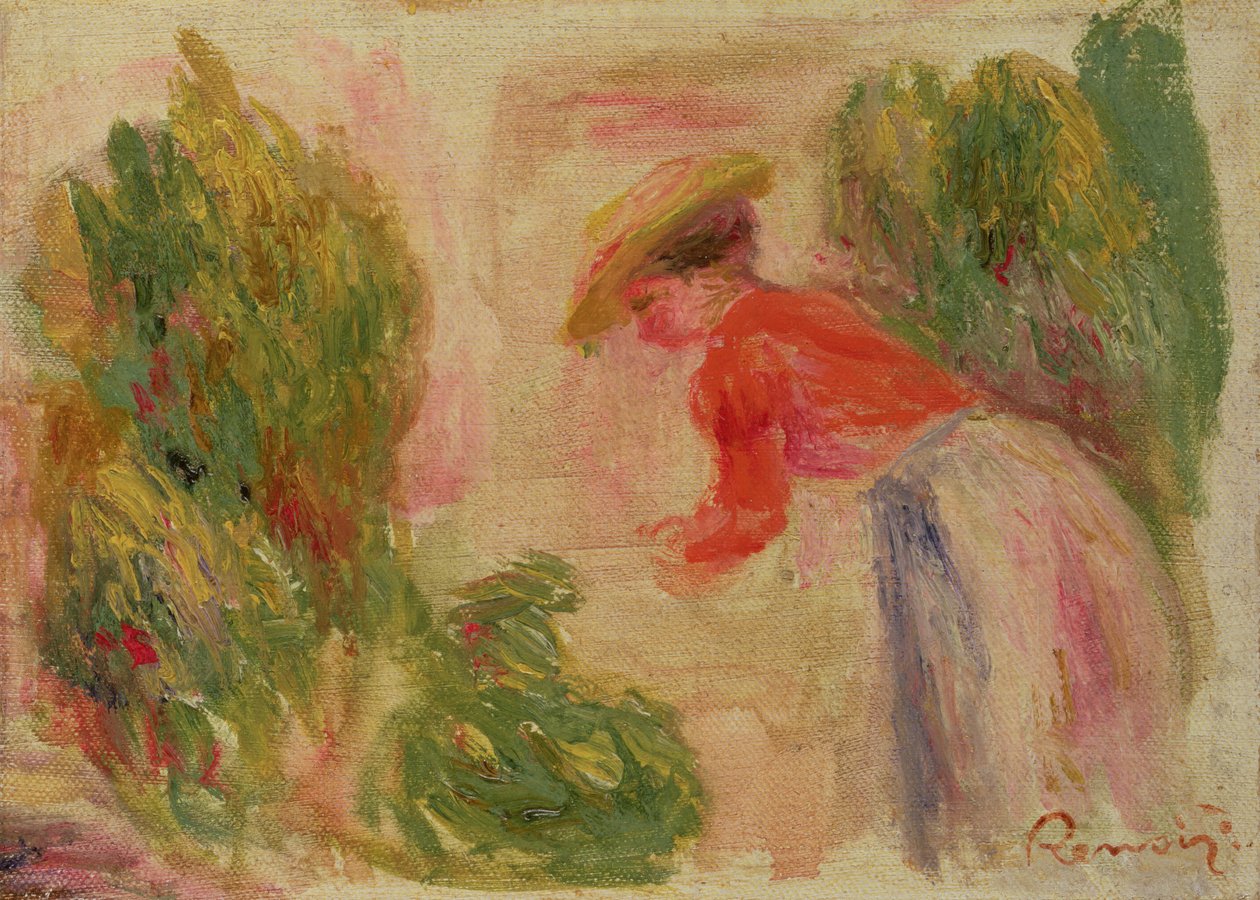 Virágokat gyűjtő nő 1906–10 alkotó: Pierre Auguste Renoir