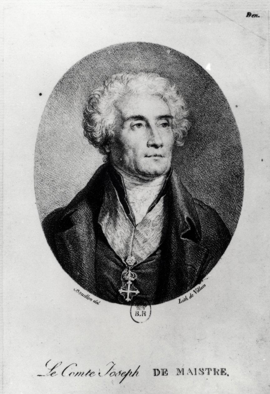 Joseph de Maistre gróf (1753-1821) portréja, Francois le Villain metszete alkotó: Pierre Bouillon