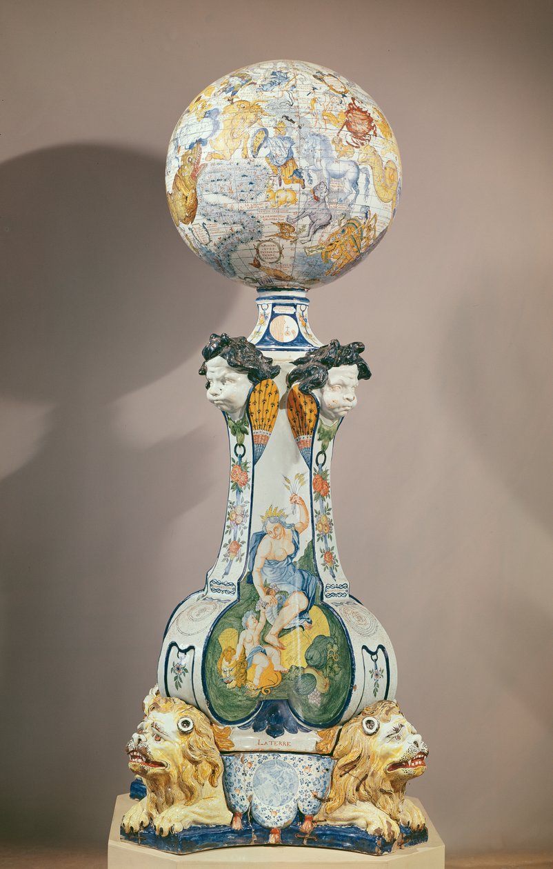 Égi gömb talapzaton négy oroszlánnal, 1725 (kerámia) alkotó: Pierre Chapelle
