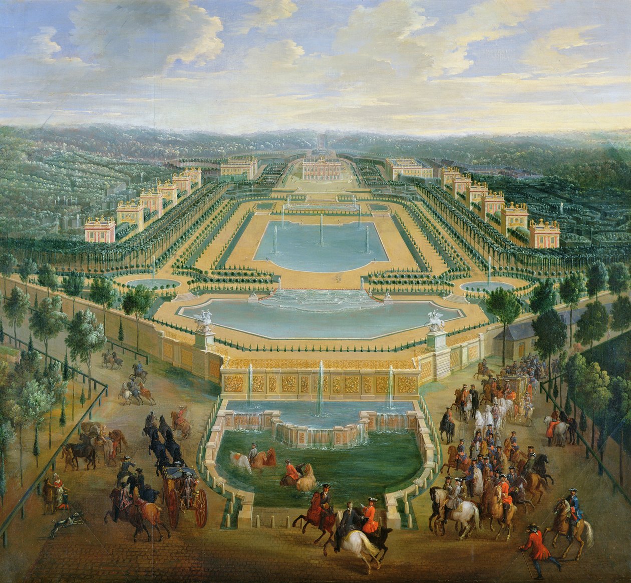 A kastély és a marlyi pavilonok általános képe, 1722 alkotó: Pierre Denis Martin