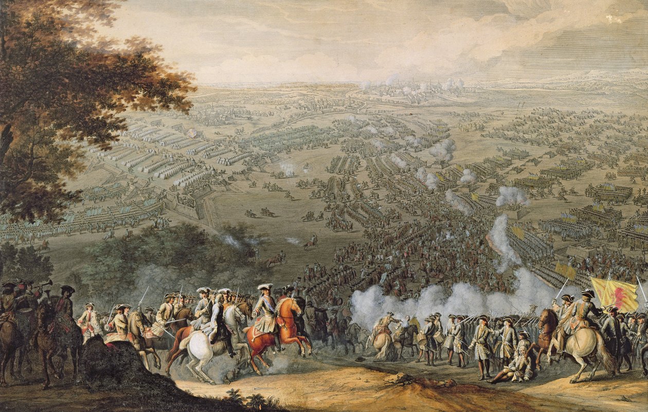A poltavai csata, amelyet a Nicolas Larmessin család egyik tagja vésett, 1709 alkotó: Pierre Denis Martin