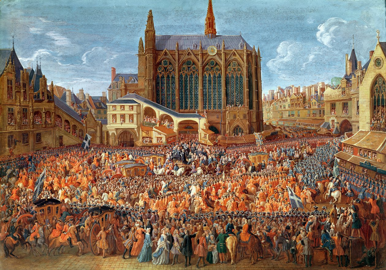 XV. Lajos (1710-74) távozása Sainte-Chapelle-ből a XIV. Lajos (1638-1715) uralkodását lezáró "lit de justice" után 1715. szeptember 12., 1735 (lásd még 162641) alkotó: Pierre Denis Martin