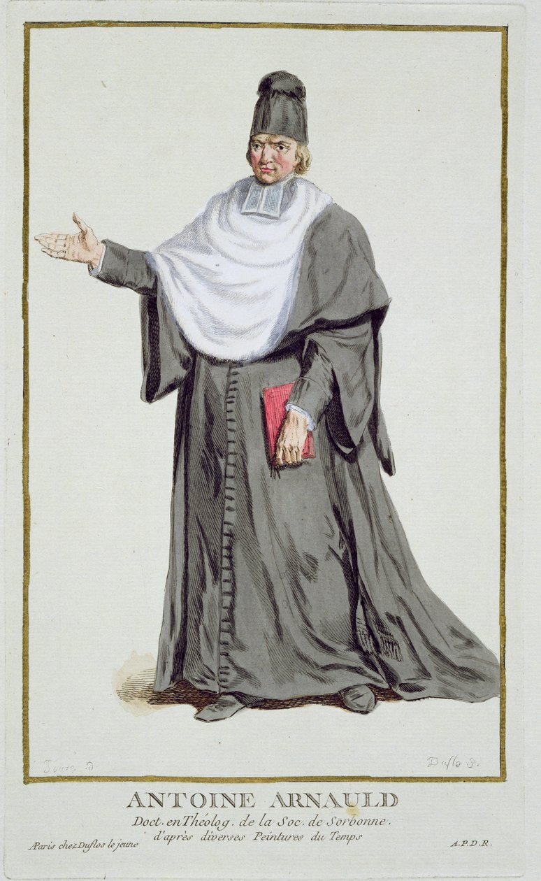 Antoine Arnauld (1612-94) a "Receuil des Estampes, Representant les Rangs et les Dignites, suivant le Costume de toutes les Nations existantes" című, 1780-ban kiadott képből (kézzel színezett metszet). alkotó: Pierre Duflos