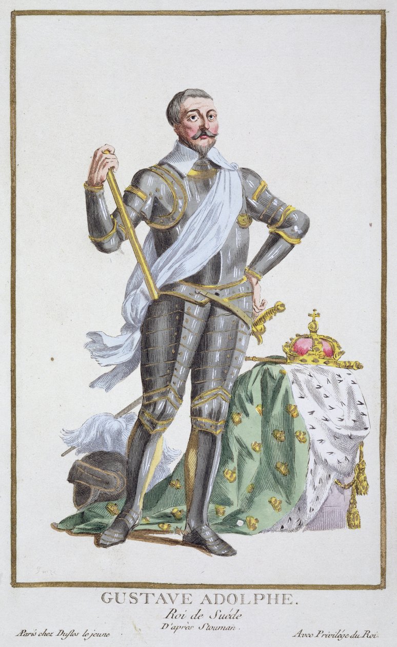 IV. Gustavus Adolphus (1778-1837) Svédország királya a Receuil des Estampesből, a rangokat és a méltóságokat képviselő, az összes létező nemzet viselete szerint, 1780-ban (kézzel színezett) alkotó: Pierre Duflos