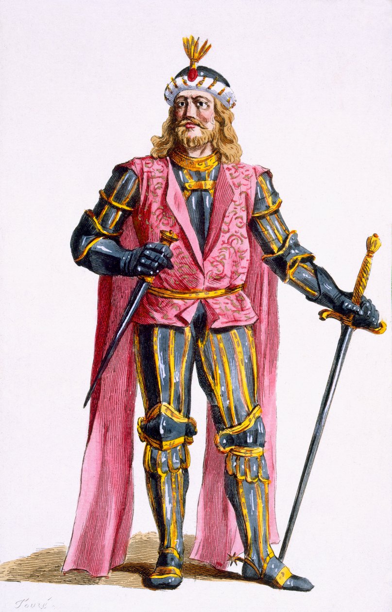 I. Theodoric (1053-82) Holland grófja a "Receuil des Estampes, representant les Rangs et les Dignites, suivant le Costume de toutes les Nations existantes" című, 1780-ban megjelent kiadványból (kézzel színezett metszet). alkotó: Pierre Duflos