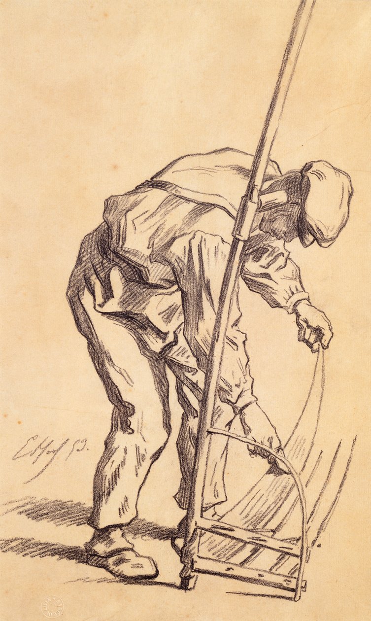 Kasza élezi kaszáját, 1859 alkotó: Pierre Edmond Alexandre Hedouin