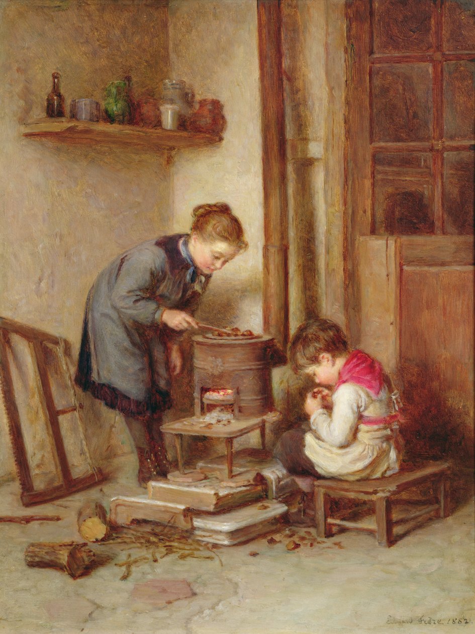 Gesztenye sütés, 1882 alkotó: Pierre Edouard Frere
