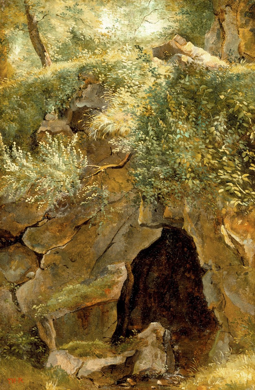 A barlang, 1828-30 (olaj, papír, vászonra festve) alkotó: Pierre Etienne Theodore Rousseau