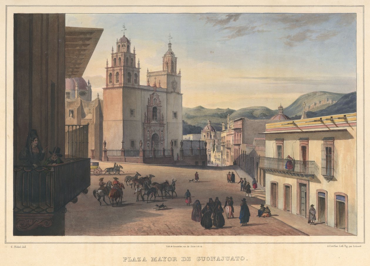 Plaza Mayor de Guanajuato, kilátás Guanajuato főterére, Guanajuato alkotó: Pierre Frédéric Lehnert