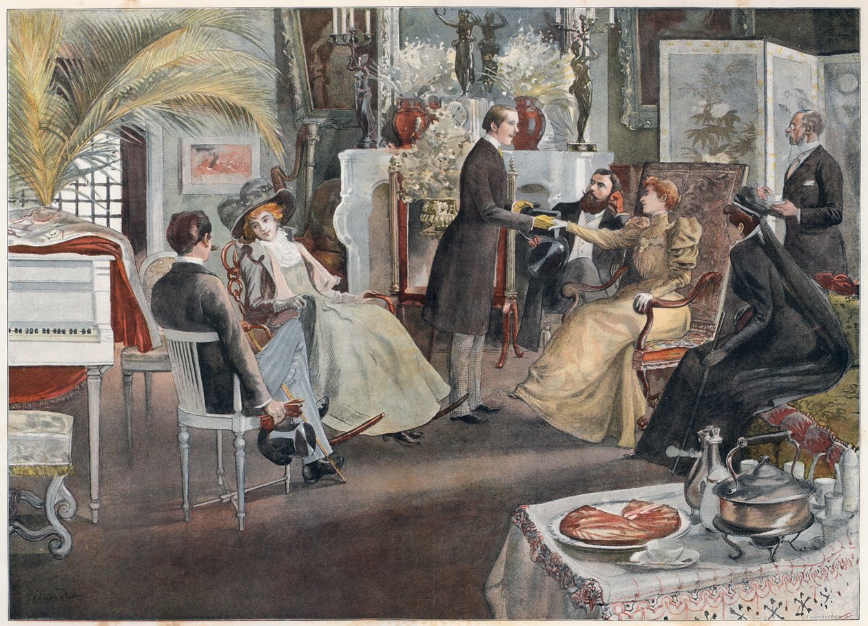 Egy ötórai tea Párizsban, 1893. alkotó: Pierre Georges Jeanniot