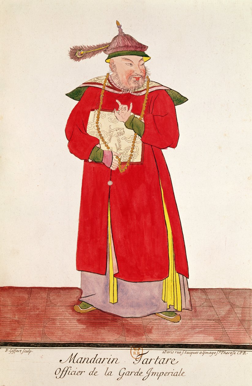A császári gárda tatár mandarinja, Pere Bouvet „Estat Present de la Chine” című művéből, 1697 alkotó: Pierre Giffart
