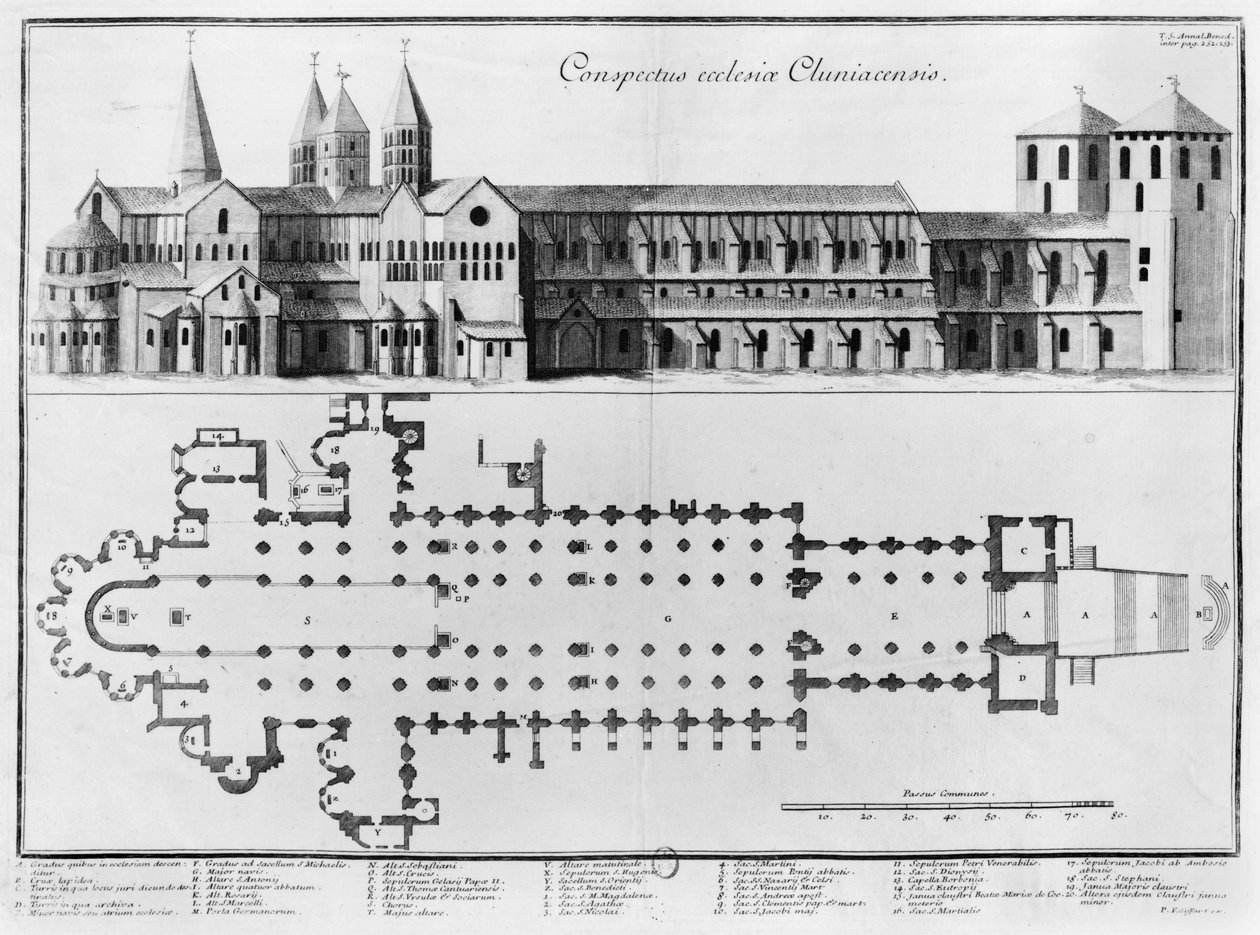 A Cluny Abbey terve és magassága alkotó: Pierre Giffart