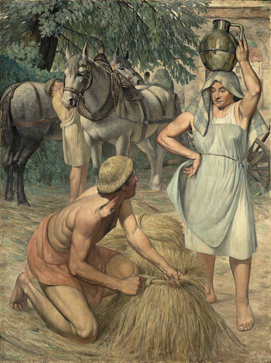 Visszatérés a mezőről (triptichon, oldalrész) 1920-30 körül alkotó: Pierre Gustave