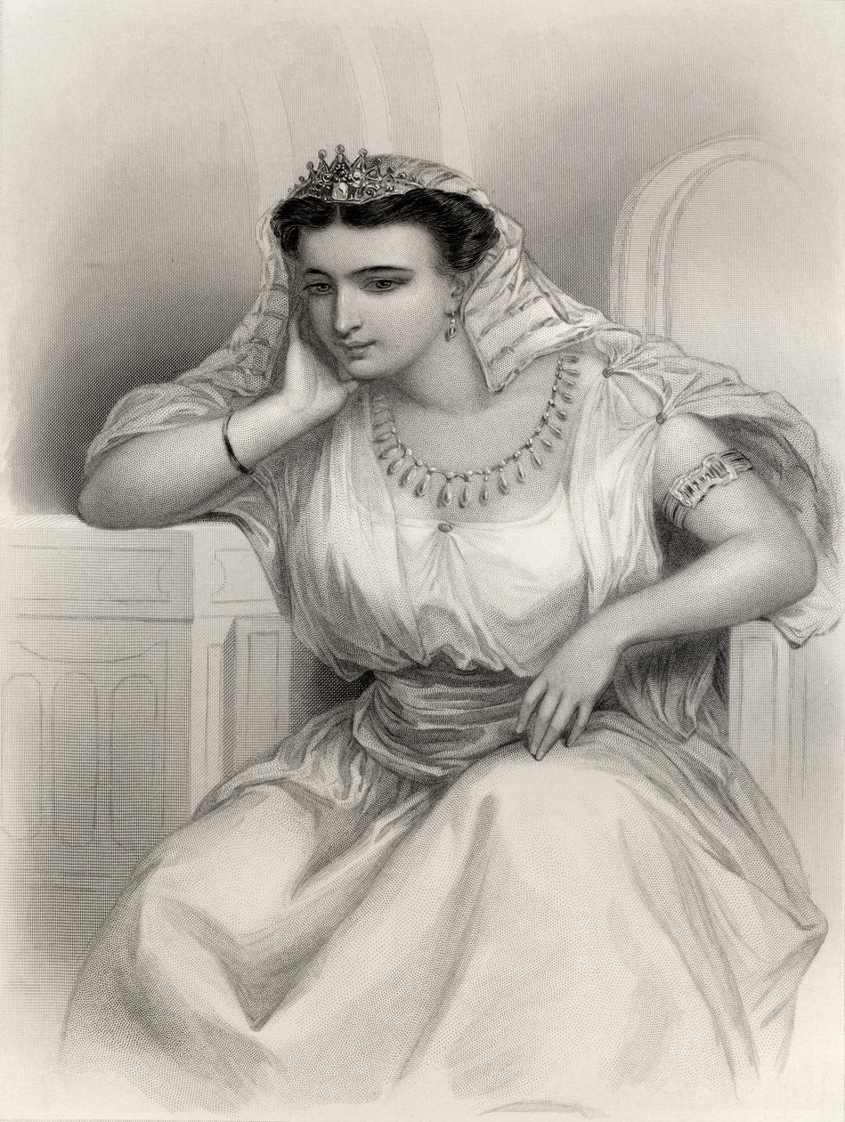 VII. Kleopátra (Kr. e. 69-30) illusztrációja Mary Cowden Clarke „Világnevű nők” című művéből, 1858 alkotó: Pierre Gustave Eugene Staal