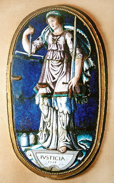 Justice, 1559 (festett zománc) alkotó: Pierre I Courteys