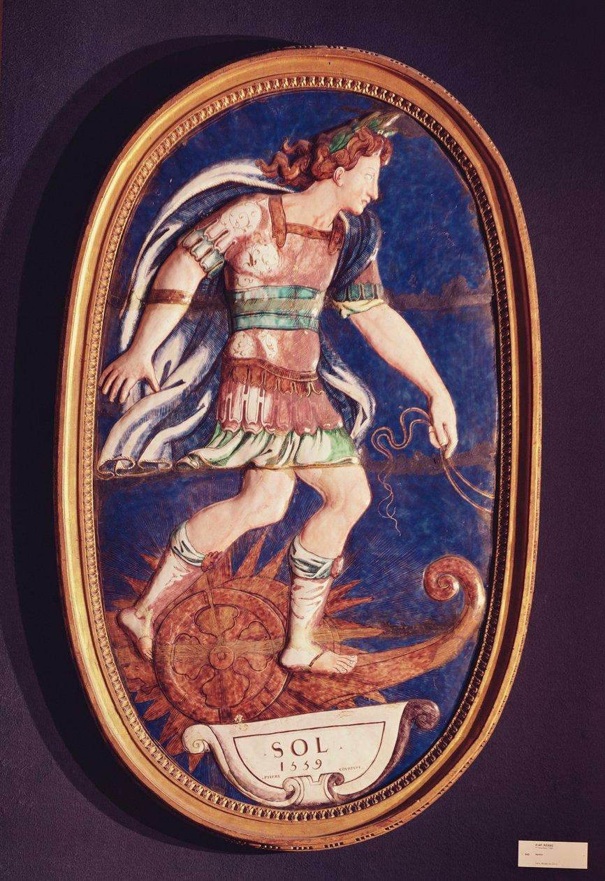 Apollót ábrázoló emléktábla, 1559 (festett zománc) alkotó: Pierre I Courteys