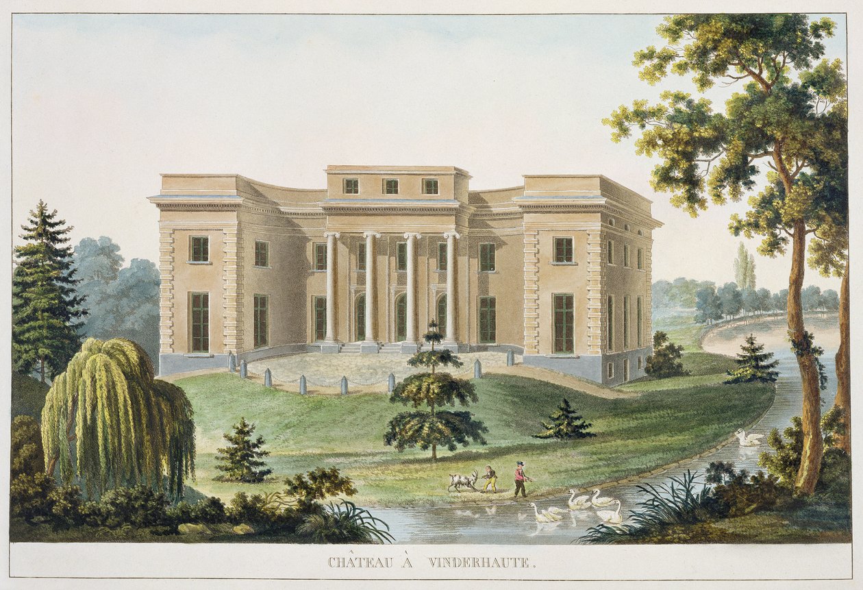 A Vinderhaute-i kastély, Pierre Jacques Goetghebuer „Válogatás a Holland Királyság legkiemelkedőbb műemlékeiből, épületeiből és házaiból”, 1827-ben megjelent (akvatinta) alkotó: Pierre Jacques Goetghebuer