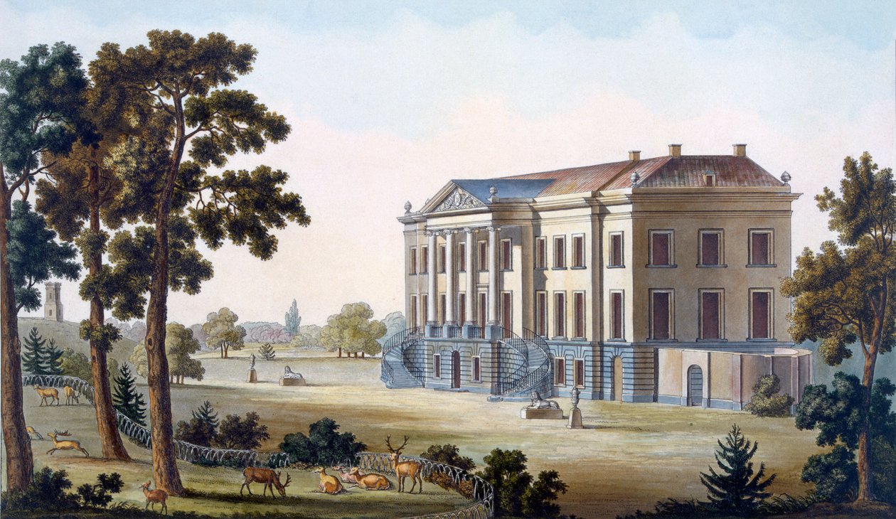 Brockhuysen kastély, Ameronghen közelében, a „Holland Királyság legjelentősebb műemlékei, épületei és házai” című kiadványból, 1827-ben alkotó: Pierre Jacques Goetghebuer