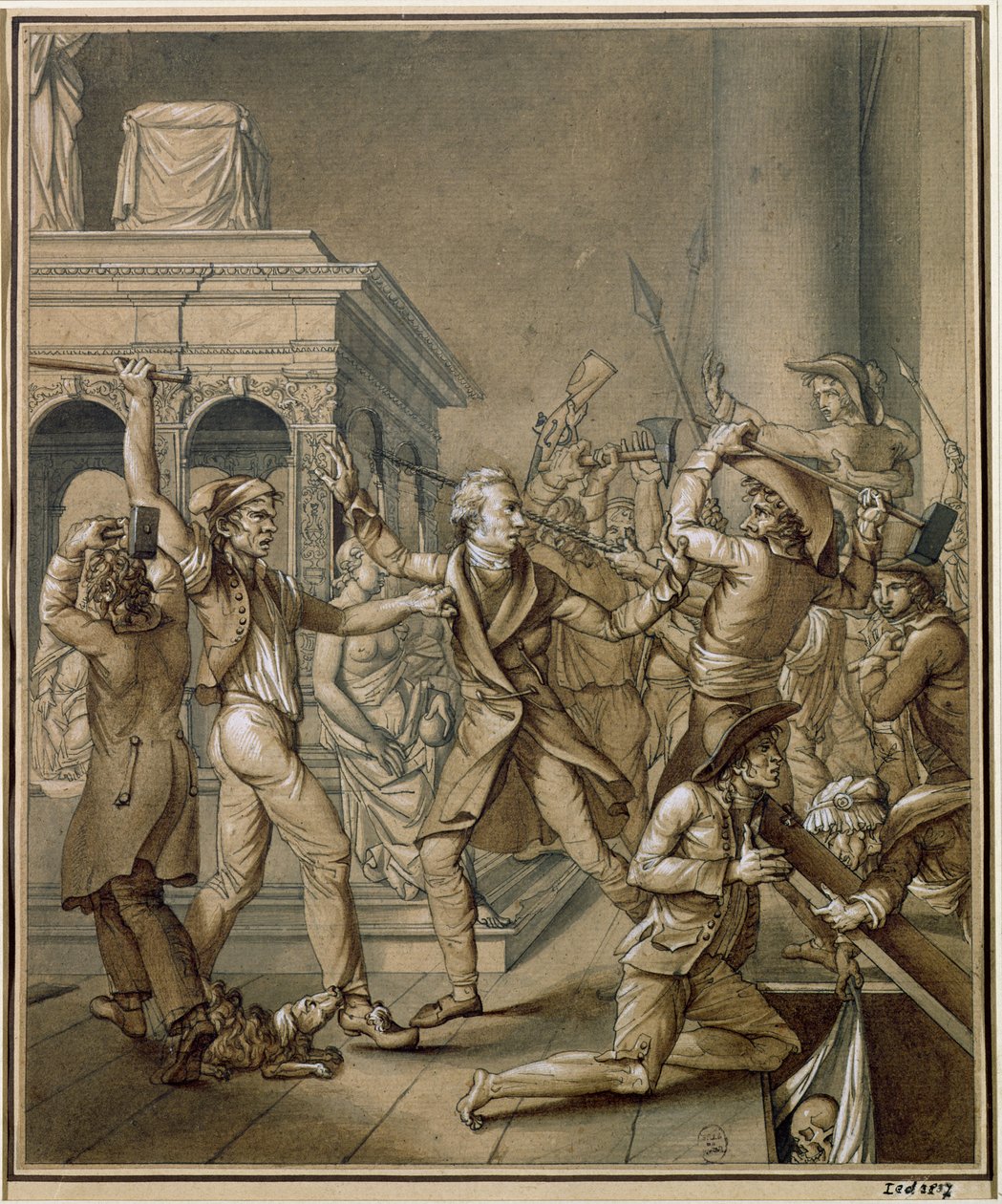 Alexandre Lenoir (1761-1839) ellenzi a francia monarchia királysírjainak lerombolását a Saint-Denis templomban alkotó: Pierre Joseph Lafontaine
