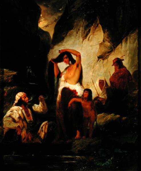 A cigányok megállása a Ronda-hegységben, 1832 alkotó: Pierre Jules Jollivet