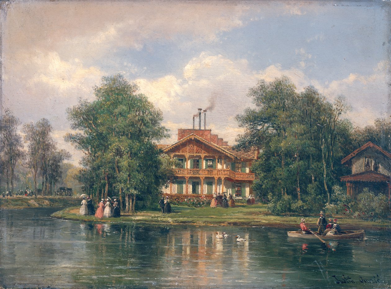 A sárga ajtós faház a Bois de Vincennes-ben, 1862 körül alkotó: Pierre Justin Ouvrie