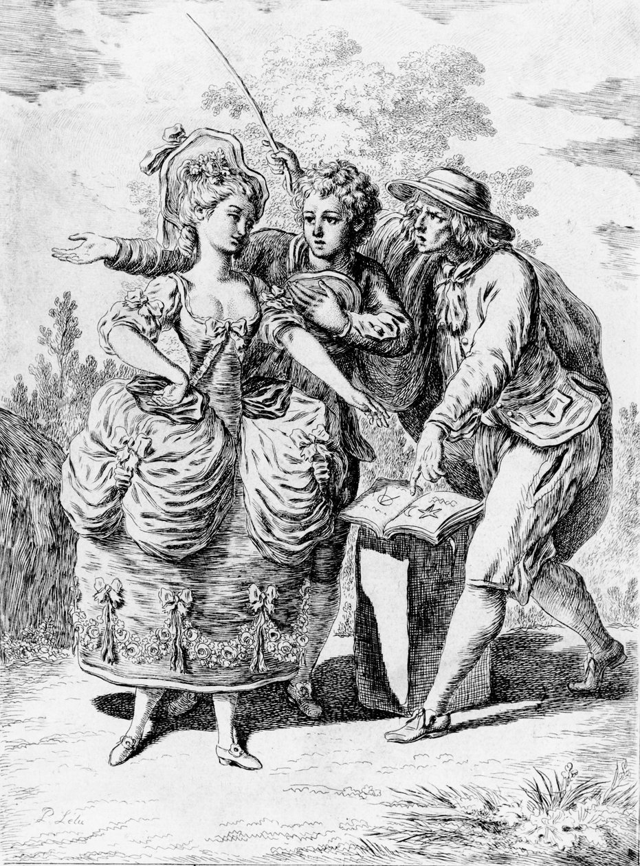 Illusztráció Jean-Jacques Rousseau (1712-78) "Le Devin du Village" című könyvéhez 1779 alkotó: Pierre Lelu