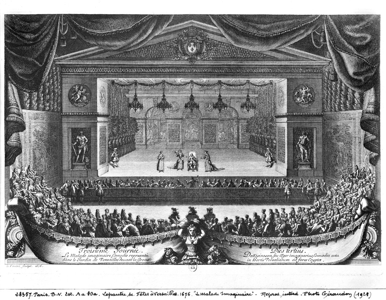 A harmadik nap Moliere (1622-73) „La Malade Imaginaire” című művéből a versailles-i kertben, 1676 alkotó: Pierre Lepautre