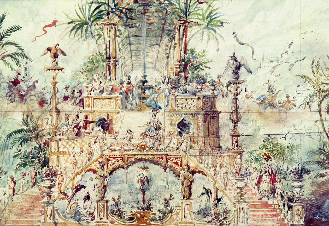 Az "Aladdin" díszletterve, 1824 alkotó: Pierre Luc Charles Ciceri