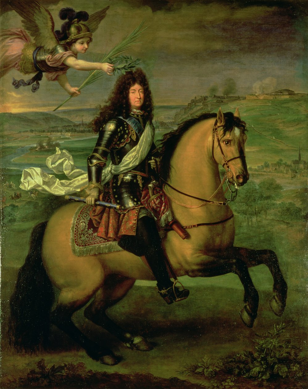 XIV. Lajos (1638-1715) lovas portréja, amelyet győzelem koronázott meg, 1692 körül alkotó: Pierre Mignard