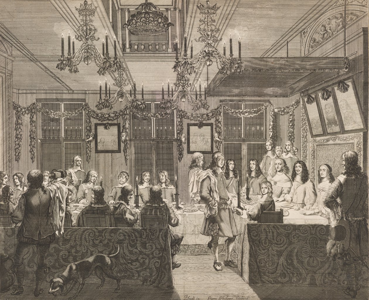 Bankett a Mauritshuisban 1660. május 30-án, II. Károly (1630-1685) angol király látogatása alkalmából alkotó: Pierre Philippe