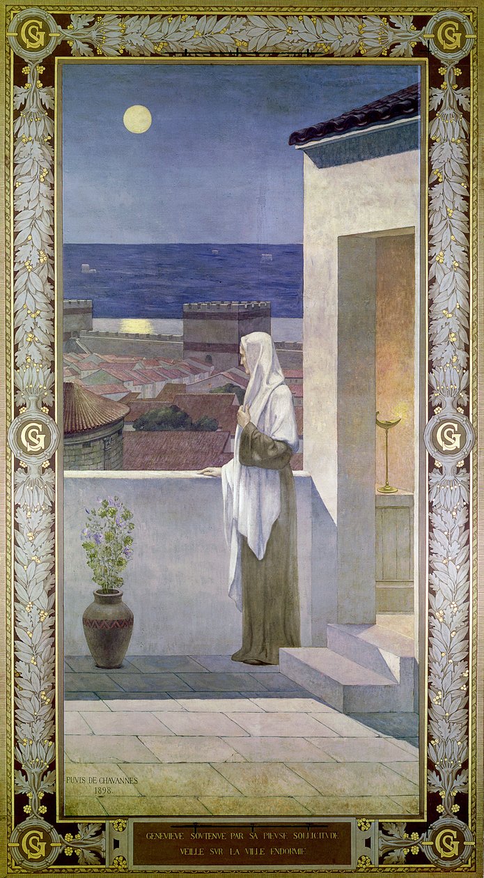 St. Genevieve figyeli az alvó Párizs városát, 1898 alkotó: Pierre Puvis de Chavannes