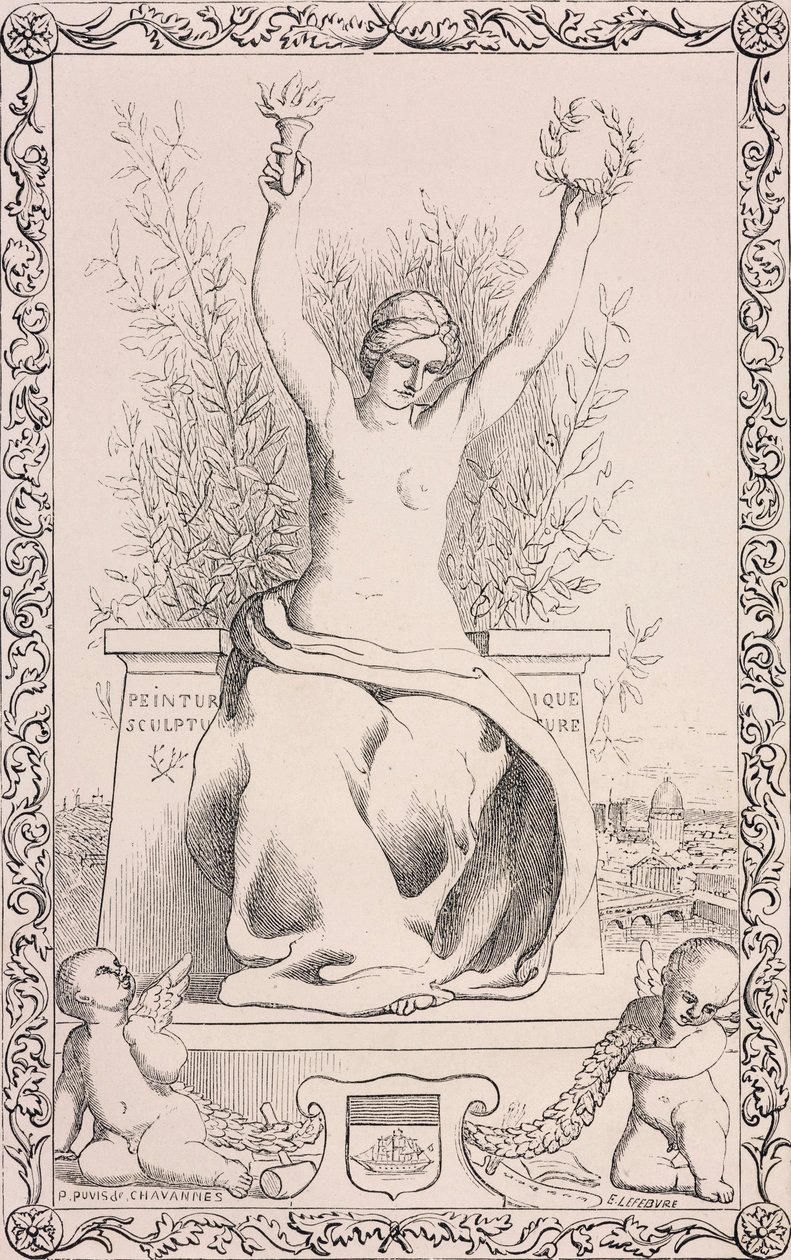 Párizs allegóriája, 19. század (bw-metszet) alkotó: Pierre Puvis de Chavannes