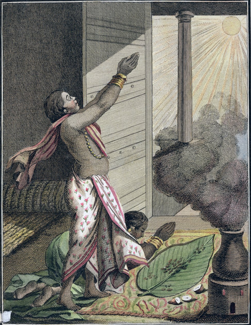 Pongol fesztivál, India, Pierre Sonnerat „Voyage aux Indes, Orientales et la Chine” című művéből, Poisson metszet, 1782-ben megjelent (színes metszet) alkotó: Pierre Sonnerat