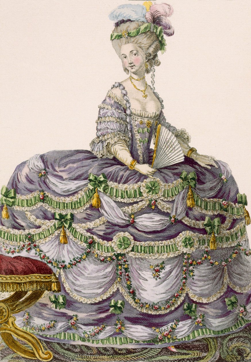 Hercegnő estélyije, Dupin metszetével, 161-es tábla a „Galeries des Modes et Costumes Francais”-ból, 1789 alkotó: Pierre Thomas Le Clerc