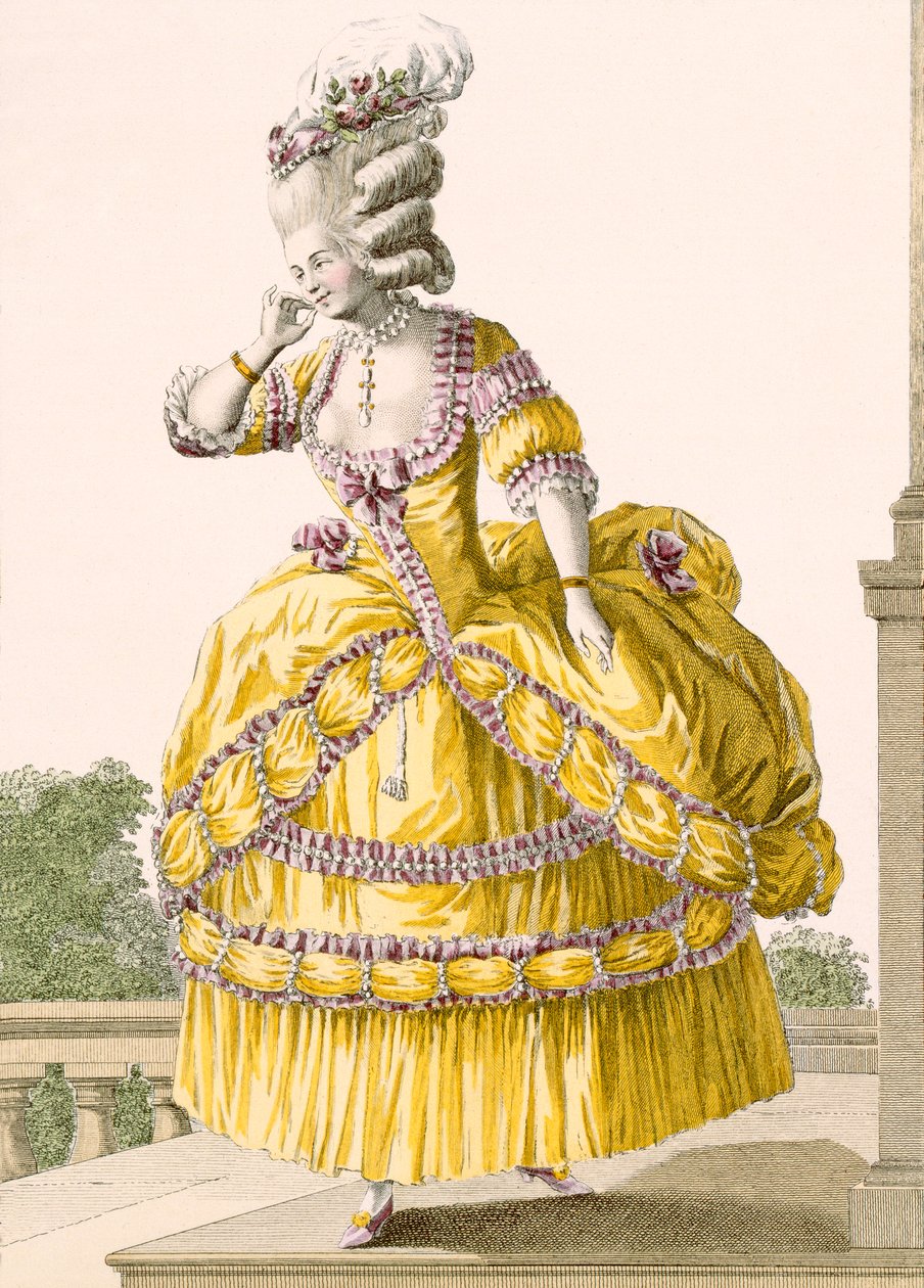 Arany ruha, Dupin metszetével, 37-es tábla a „Galeries des Modes et Costumes Francais”-ból, 1789 alkotó: Pierre Thomas Le Clerc