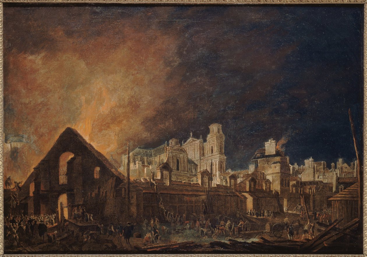 La Foire Saint-Germain a tűzvész idején (március 16-17. éjszaka) alkotó: Pierre Antoine Demachy