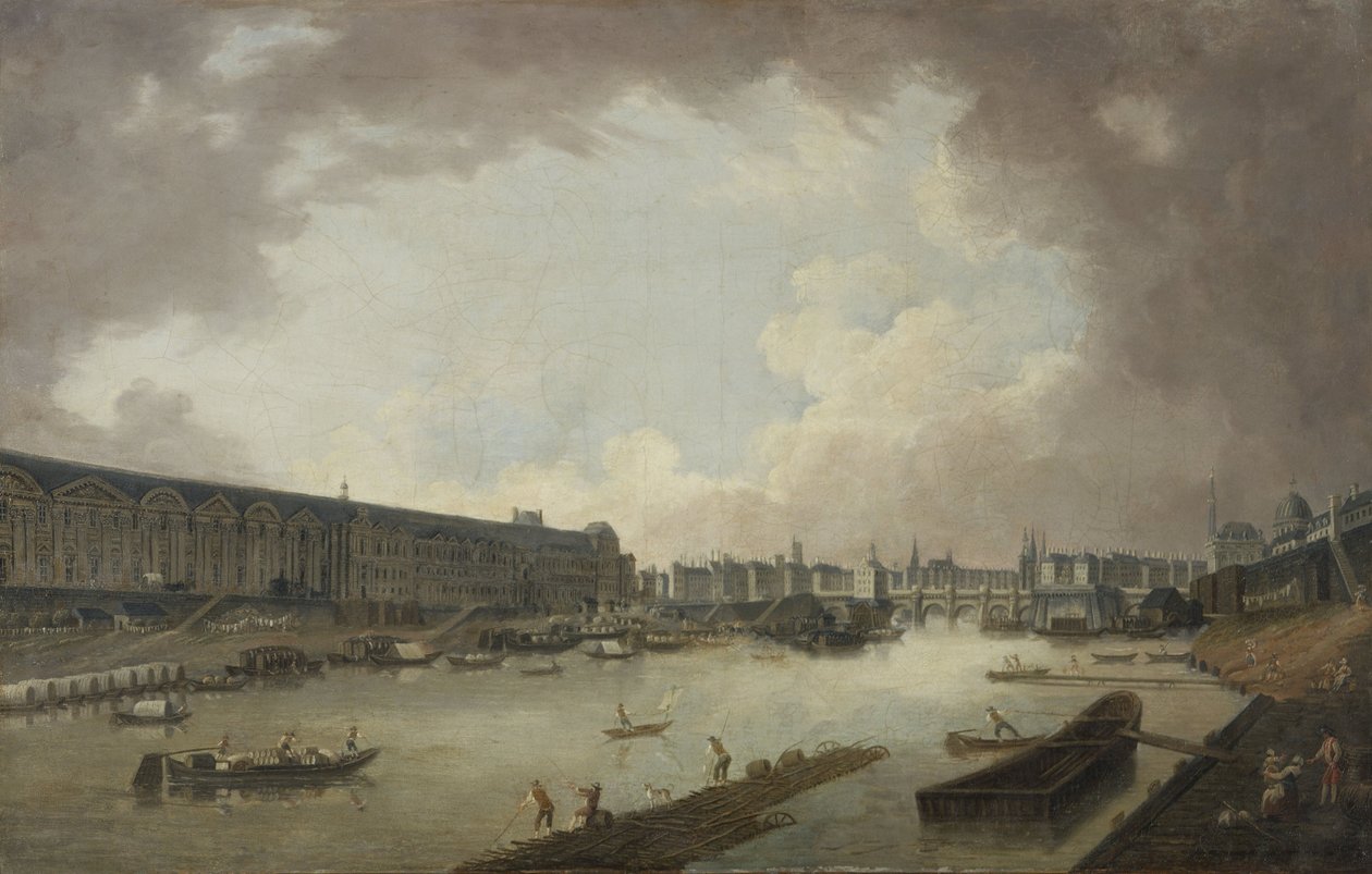 A Grande Galerie, a Pont-Neuf és az Ile de la Cité, a Pont Royal felől nézve, 1775 körül (olaj, vászon) alkotó: Pierre Antoine Demachy