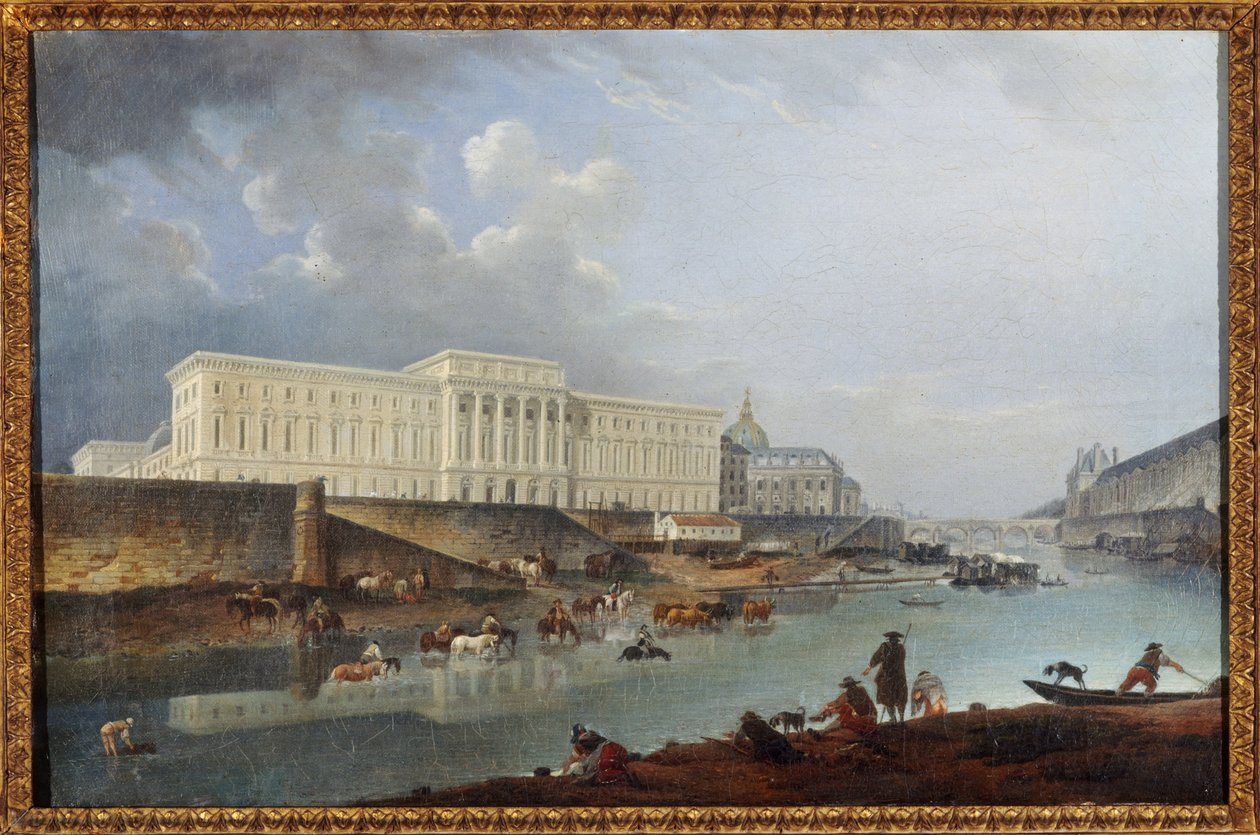 A Hôtel de la Monnaie, a Quai de Conti és a Szajna, a Pointe de la Cité-ről nézve alkotó: Pierre Antoine Demachy