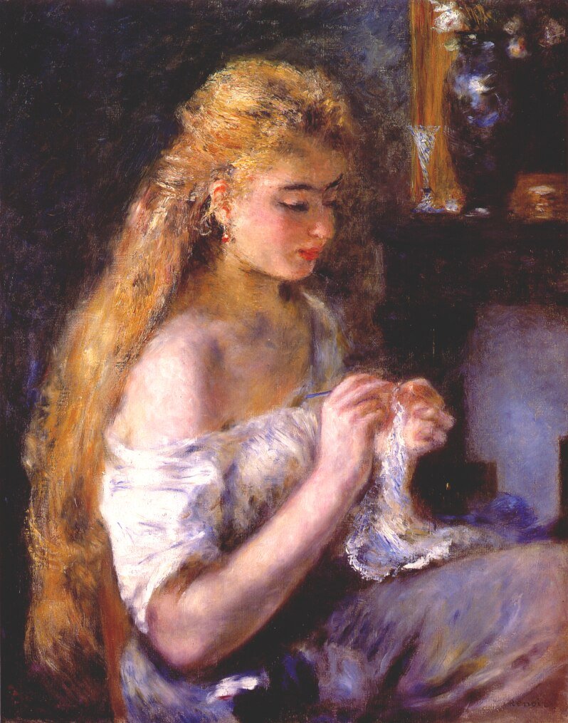 Angol: Lányszövés alkotó: Pierre Auguste Renoir