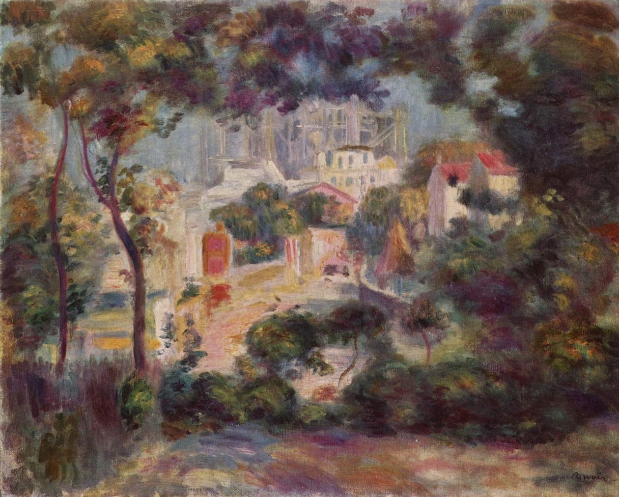 A Montmartre-i kertek, ahonnan kilátás nyílik a Sacré-Coeur-ra, építés alatt alkotó: Pierre-Auguste Renoir
