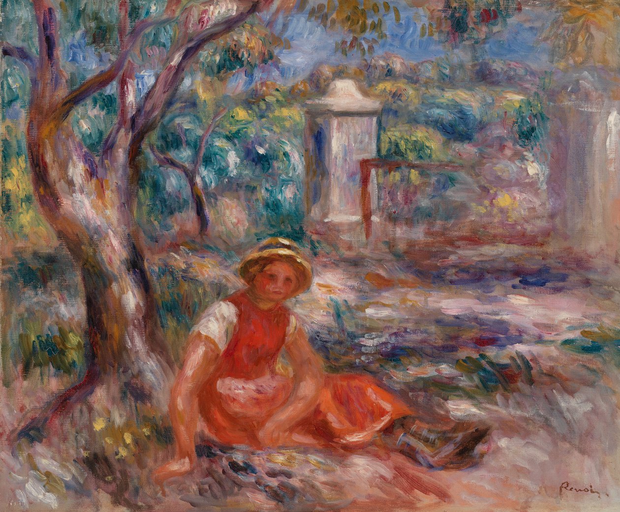 Kislány egy fa tövében alkotó: Pierre-Auguste Renoir